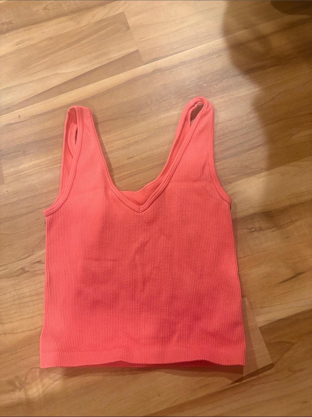 Women’s Ribbed V-Neck Tank Top - Coral Pink